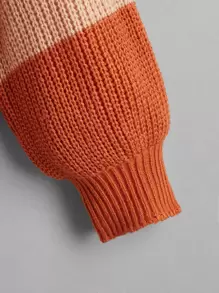 SHEIN Girls Colour Block Drop Shoulder Jumper - Multicolor - View 4