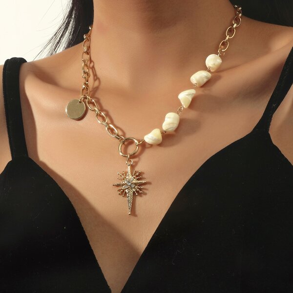 

Faux Pearl Decor Necklace, Gold