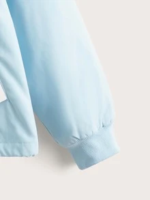 SHEIN Girls Zip Up Drop Shoulder Hooded Jacket - Baby Blue - View 3