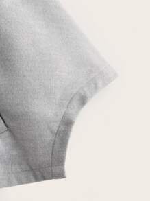 SHEIN Girls Batwing Sleeve Hooded Overcoat - Light Grey - View 3