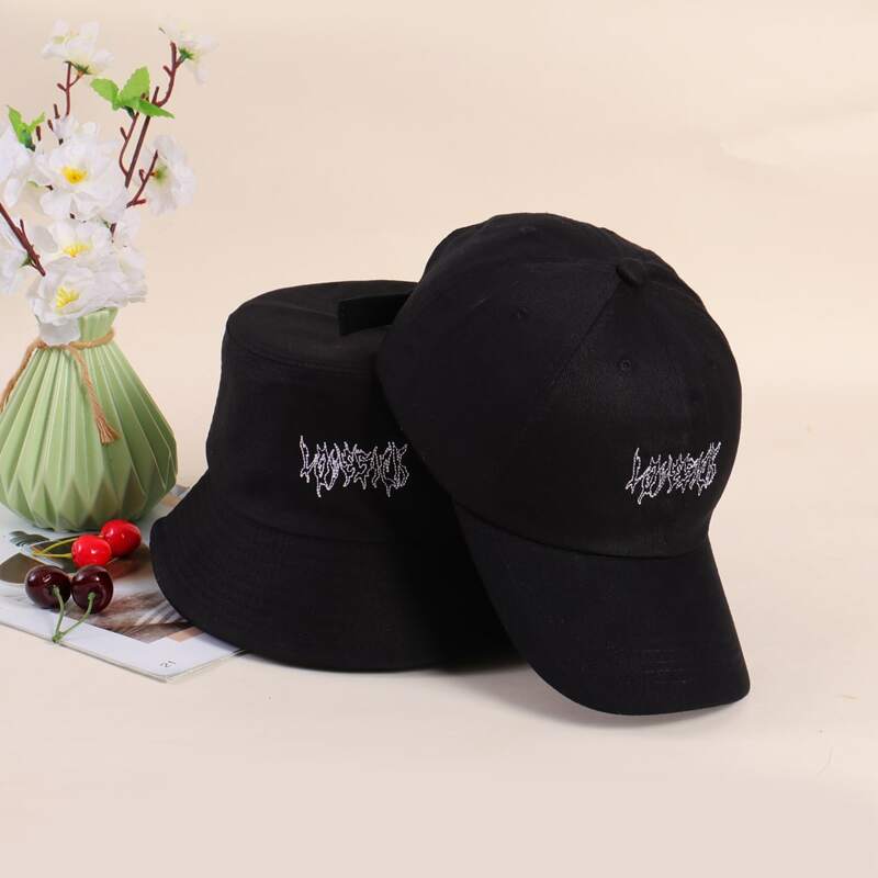 

Guys Graphic Embroidery Baseball Cap & Bucket Hat, Black
