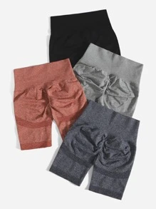 Easithlete 4pcs Sports Biker Shorts Stretchy Shorts - Multicolor - View 1
