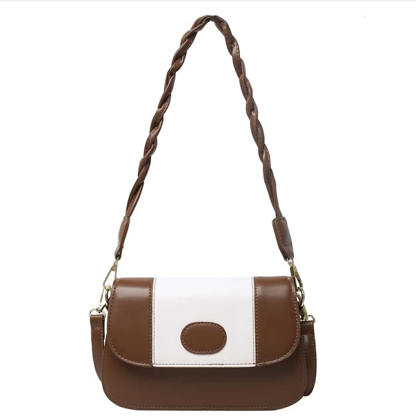 

Two Tone Panel Design Square Bag, Brown