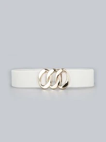 Metal Buckle Corset Belt - White - View 1