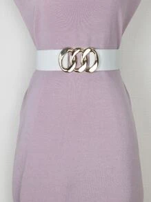 Metal Buckle Corset Belt - White - View 2