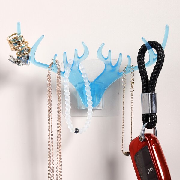 

1pc Antler Design Wall Hook, Blue