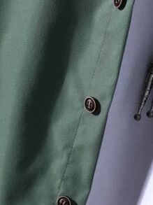 Manfinity Homme Men Slogan Patch Detail Shirt Without Tee - Green - View 7