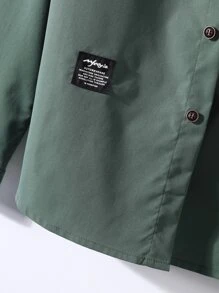 Manfinity Homme Men Slogan Patch Detail Shirt Without Tee - Green - View 8