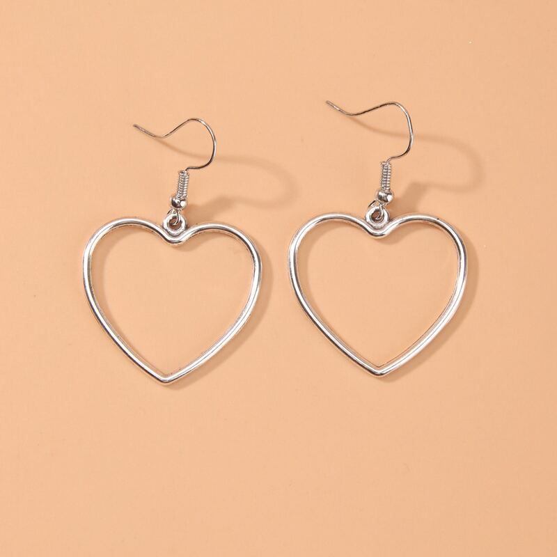 

Heart Drop Earrings, Silver
