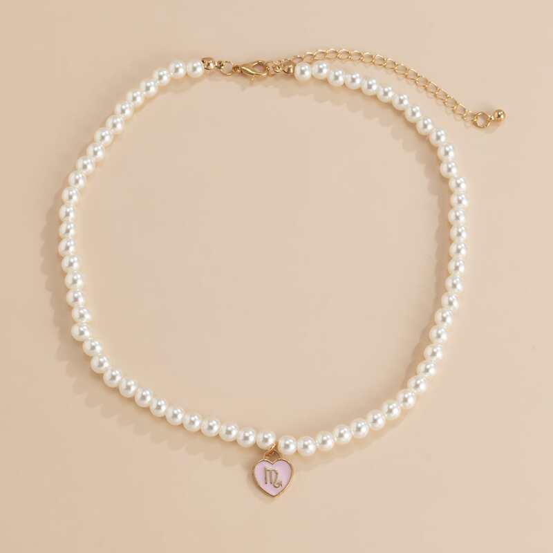 

Constellation Decor Faux Pearl Beaded Necklace, White