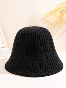 1pc Solid Knit Bucket Hat Casual Fashionable For Daily Life