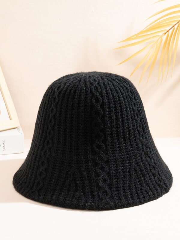 1pc Solid Knit Bucket Hat Casual Fashionable For Daily Life