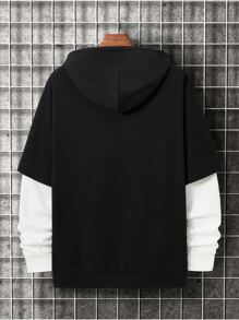 Manfinity Áo nỉ Nam Dây kéo Khối Màu Con số Sẵn sàng - màu đen - Xem 2