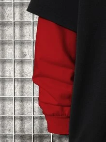 Manfinity Hypemode Men Japanese Letter Graphic Color Block Drawstring 2 In 1 Hoodie - Black - View 3