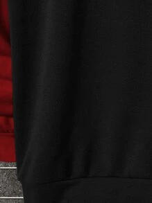 Manfinity Hypemode Men Japanese Letter Graphic Color Block Drawstring 2 In 1 Hoodie - Black - View 4