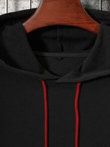 Manfinity Hypemode Men Japanese Letter Graphic Color Block Drawstring 2 In 1 Hoodie - Black - View 5