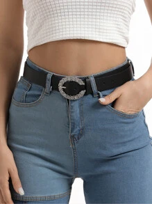 Thắt lưng khóa trang trí đính đá phong cách tiệc tùng thập niên 2000 cho quần jeans cổ điển diện cho Halloween mùa hè, trường học mùa thu, mùa thu, Halloween - màu đen - Xem 1