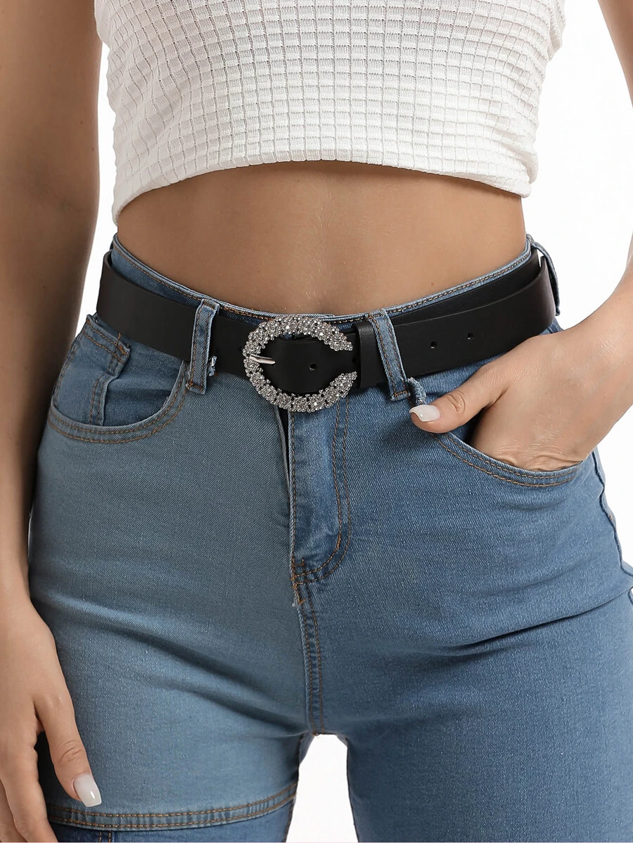 Thắt lưng khóa trang trí đính đá phong cách tiệc tùng thập niên 2000 cho quần jeans cổ điển diện cho Halloween mùa hè, trường học mùa thu, mùa thu, Halloween - màu đen - Xem 1