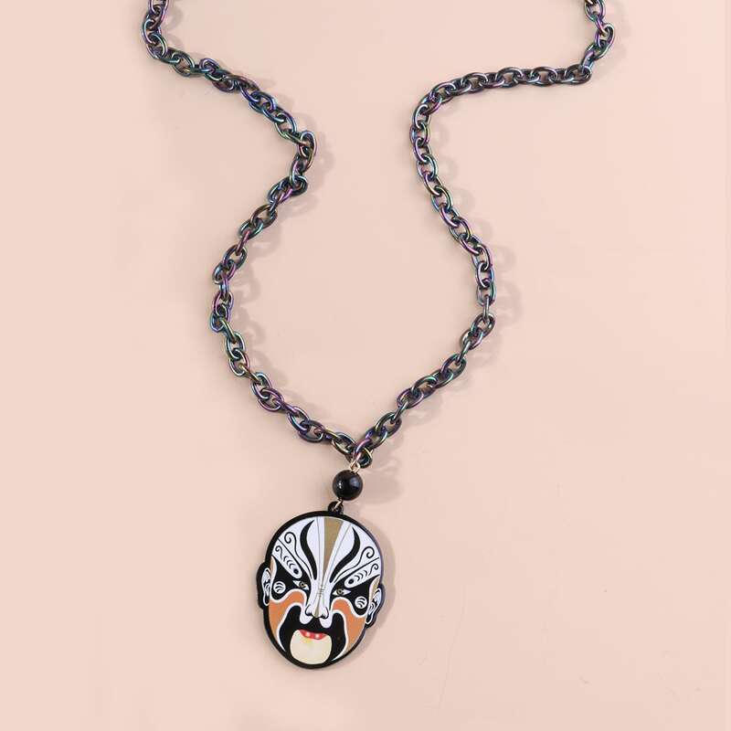 

Peking Opera Decor Chain Necklace, Multicolor