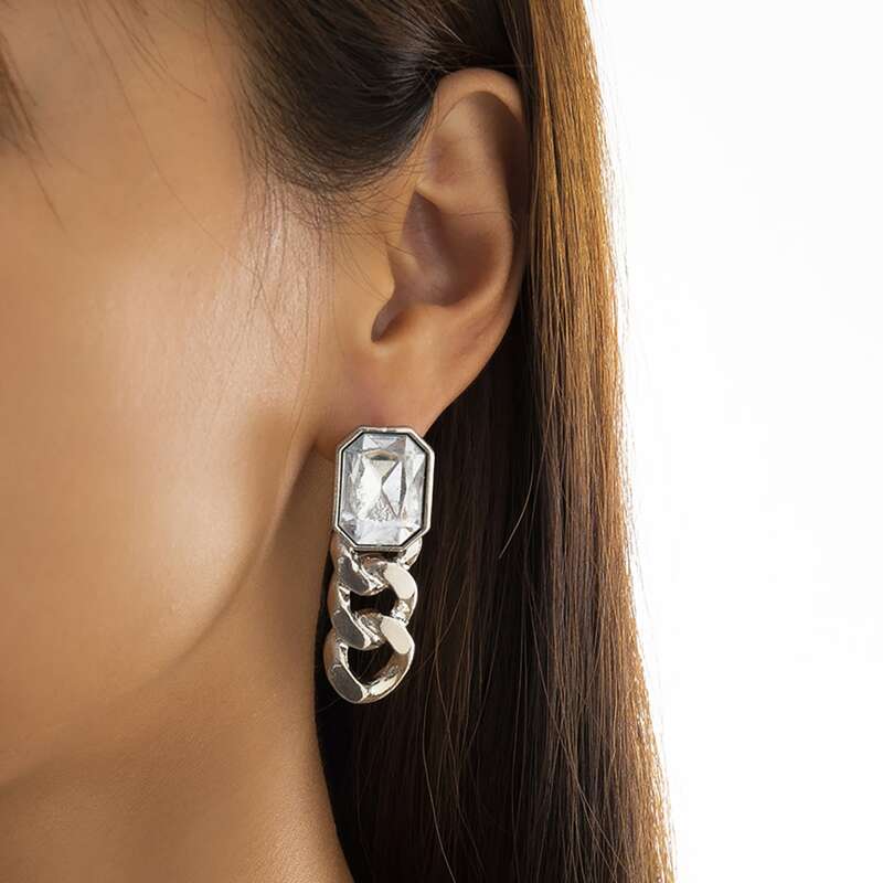

Chain Design Earrings, Silver