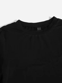 Muchica Solid Top & Plaid Print Cami Dress - Black and White - View 4