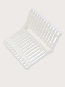 1pc Solid Color Drain Rack - White - View 3