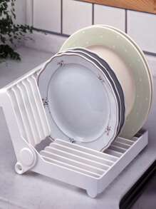 1pc Solid Color Drain Rack - White - View 4