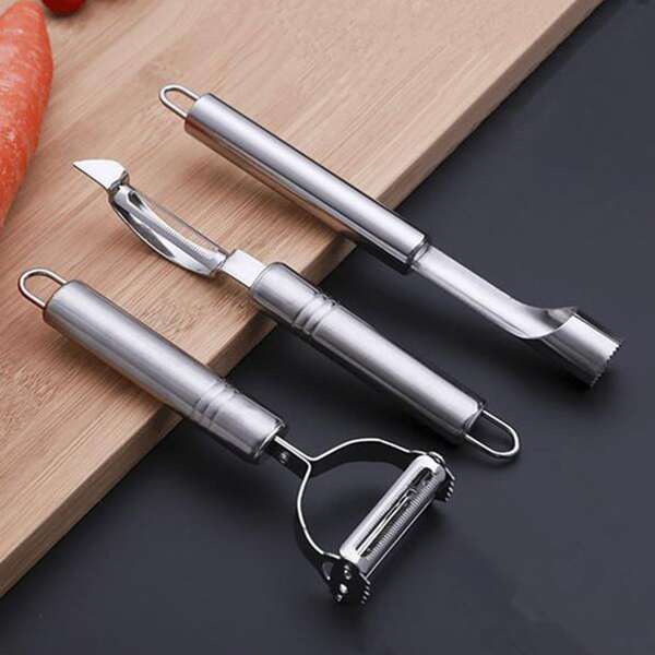 

3pcs Stainless Steel Peeler, Silver