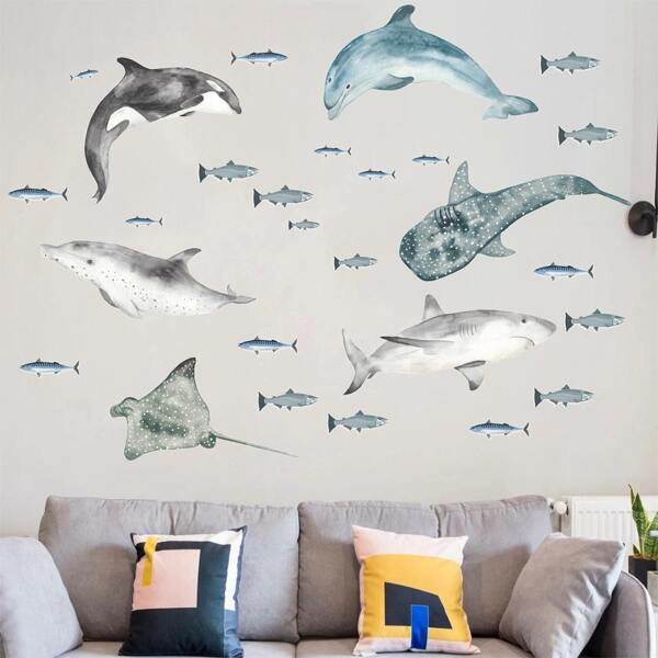 

Marine Life Print Wall Sticker, Multicolor
