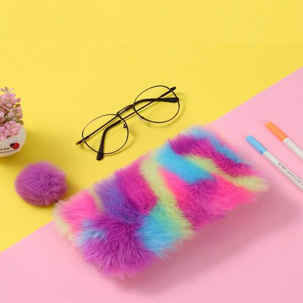 

1pc Plush Pencil Bag, Multicolor