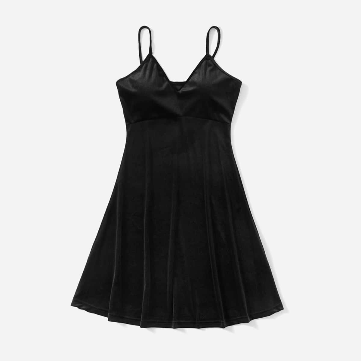 

Solid Velvet Dress, Black