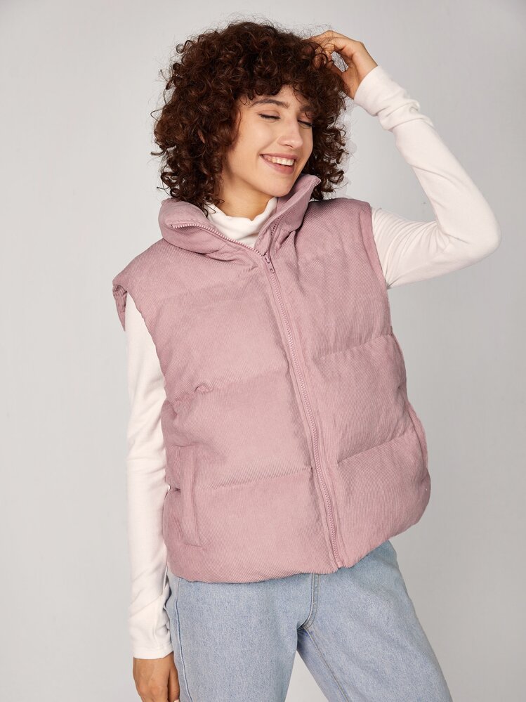 SHEIN パッファーベストコート ジッパーアップ | SHEIN JAPAN