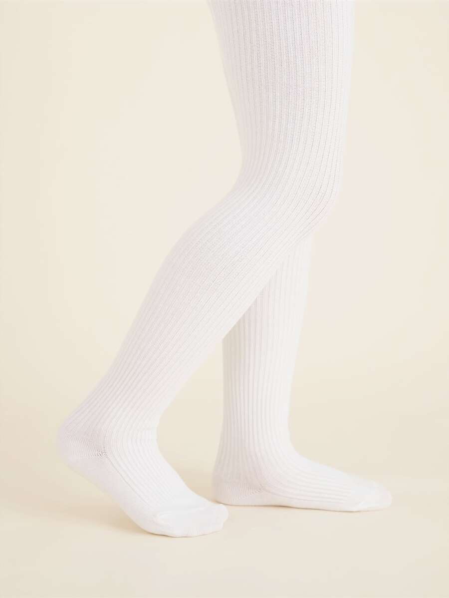 小女童素色羅紋褲襪