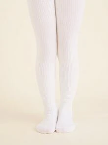 小女童素色羅紋褲襪
