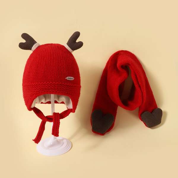 

Toddler Kids Christmas Hat & Scarf, Red