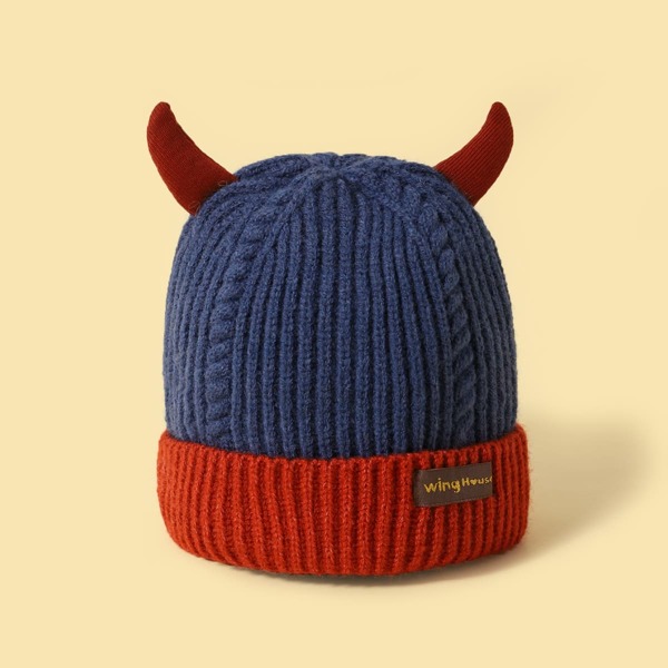 

Toddler Kids Horn Decor Knit Hat, Multicolor