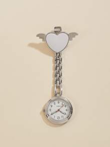 Heart Nurse Quartz Watch Brooch - White - View 3