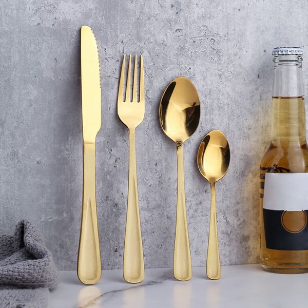 

4pcs Stainless Steel Cutlery Set, Gold