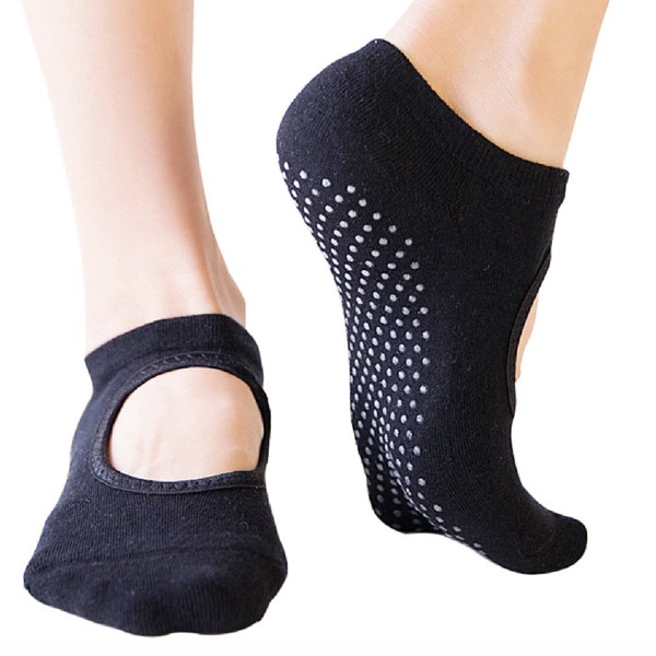 

1pair Cut Out Non-slip Yoga Socks, Black