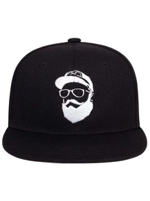 男士鬍鬚圖案棒球帽 - 黑色 - 查看 1