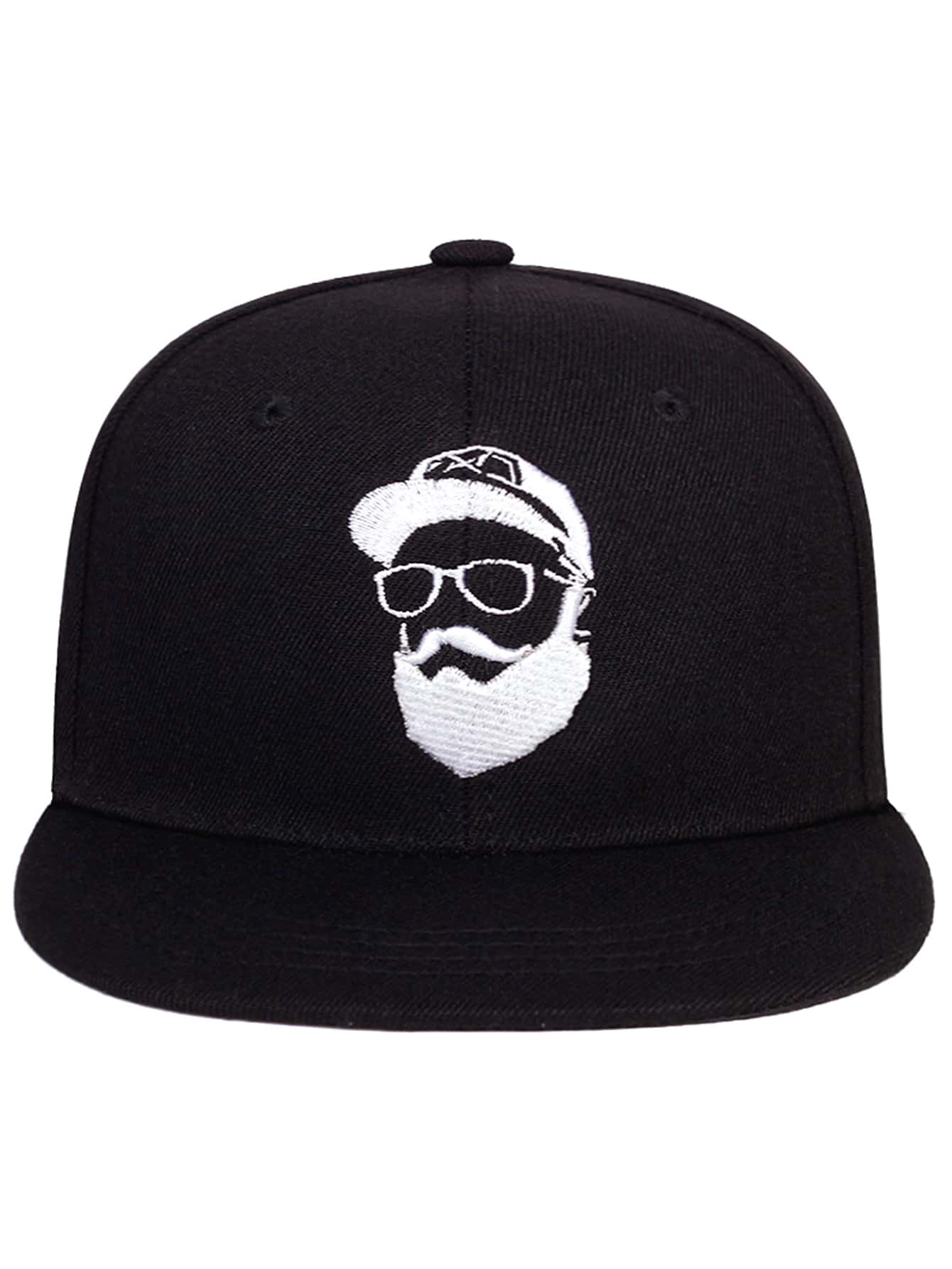 男士鬍鬚圖案棒球帽 - 黑色 - 查看 1