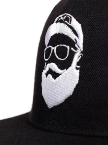 男士鬍鬚圖案棒球帽 - 黑色 - 查看 3