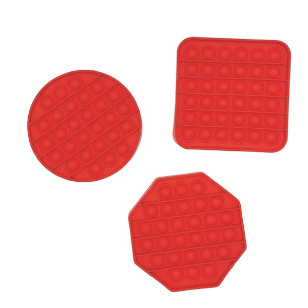 

3pcs Random Shape Push Pop Bubble, Red