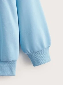 SHEIN Teen Girls Letter Graphic Drop Shoulder Sweatshirt - Baby Blue - View 3