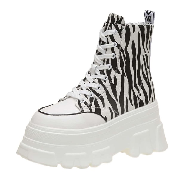 

Zebra Striped Lace-up Front Chunky Sneakers, Apricot