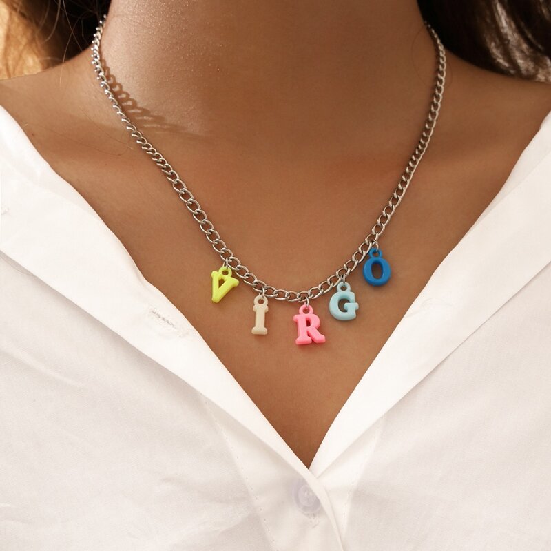 

Letter Design Chain Necklace, Silver