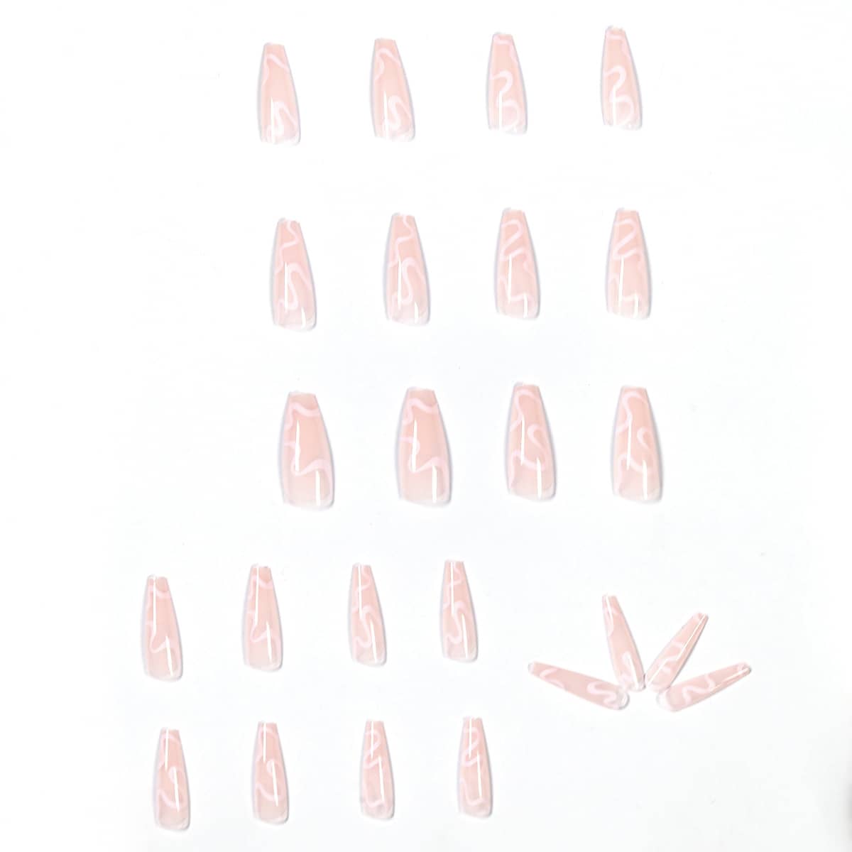 

24pcs Line Art Fake Nail, Multicolor