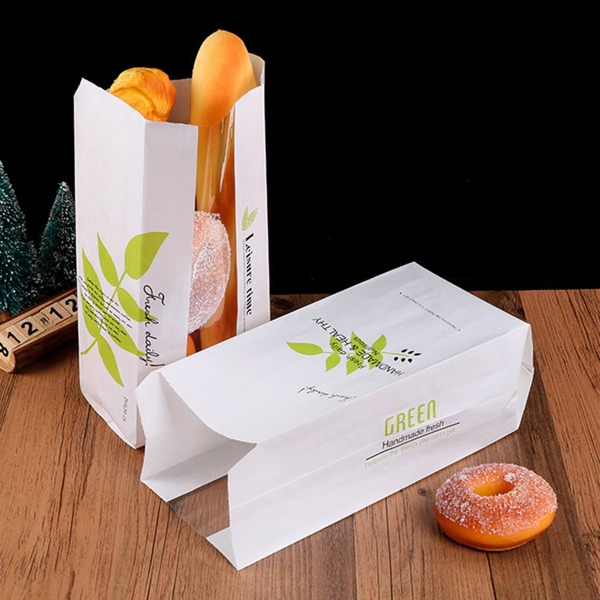 

10pcs Leaf Print Bread Packaging Bag, Multicolor
