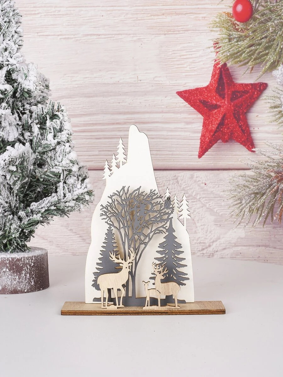 1入組木頭聖誕裝飾用品 - 彩色 - 查看 1