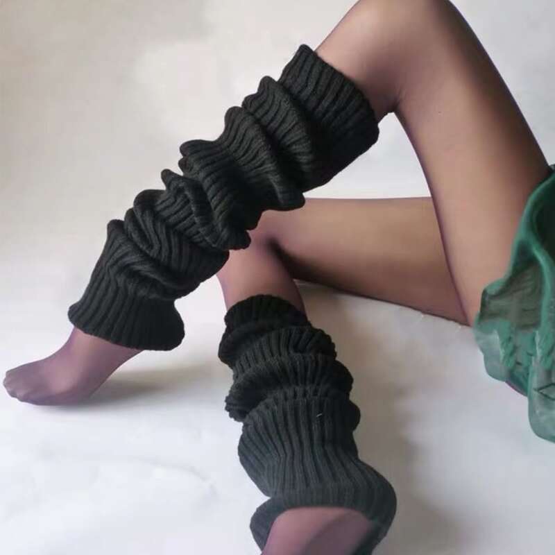 

Solid Knit Leg Warmer, Black